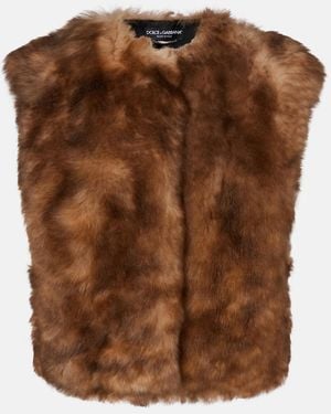Dolce & Gabbana Cropped Shearling Vest - Brown