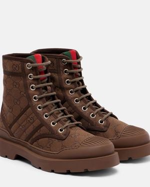 Gucci Botas De Lona Gg - Marrón