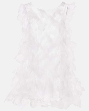SUSAN FANG Floral-Applique Tulle Minidress - White