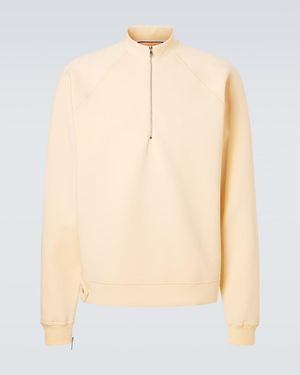 Plan C Cotton-Blend Half-Zip Sweatshirt - Natural