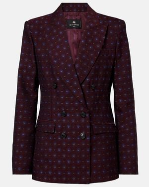 Etro Floral Wool And Cotton Jacquard Blazer - Purple