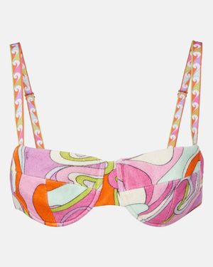 PUCCI Orchidee Cotton Terry Bikini Top - Pink