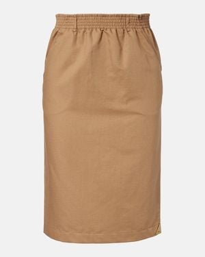 Chloé Cotton And Linen Gabardine Pencil Skirt - Brown