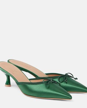 Malone Souliers X Tabitha Simmons Rose 45 Satin Mules - Green