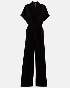 Norma Kamali Geralyn Striped Semi-Sheer Jumpsuit - Black