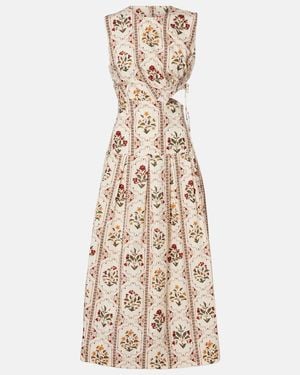 Agua Bendita Otono Andes Floral Cotton Midi Dress - Natural