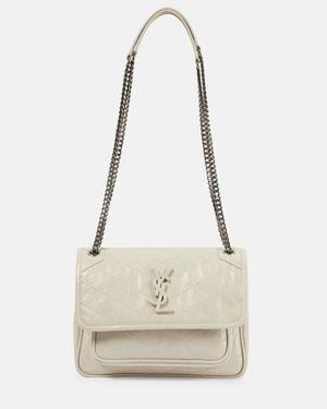 Saint Laurent Niki Baby Leather Shoulder Bag - White