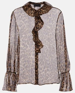 Nili Lotan Cecily Leopard-Print Silk-Blend Blouse - Brown
