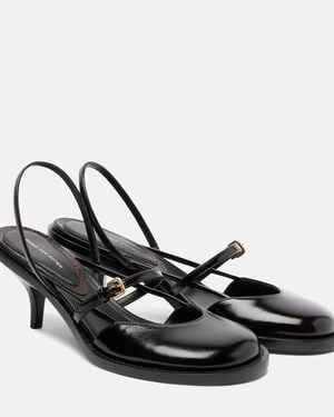 Dries Van Noten Leather Slingback Court Shoes - Black