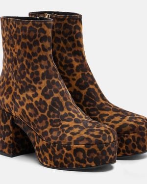 Gianvito Rossi Sally Leopard-Print Suede Ankle Boots - Brown
