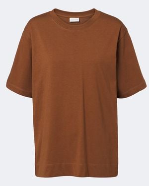 Dries Van Noten Camiseta De Jersey De Algodon - Marrón