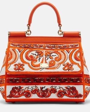 Dolce & Gabbana Sicily Medium Embroidered Top-Handle Bag