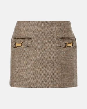 Stella McCartney Herringbone Wool-Blend Miniskirt - Natural