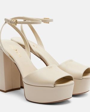 Prada Leather Platform Sandals - Natural