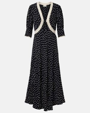 RIXO London Amina Polka-Dot Crepe Midi Dress - Black