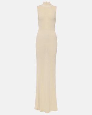 AYA MUSE Berin Knitted Cotton-Blend Maxi Dress - White