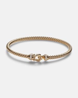 David Yurman Buckle Cablespira 18Kt Bangle With Diamonds - Metallic