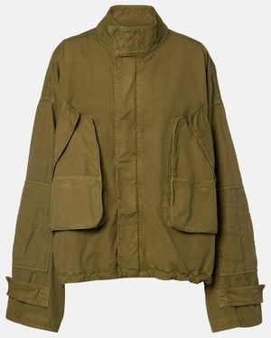 The Attico Leather-Trimmed Cotton Jacket - Green