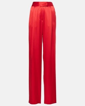 The Sei High-Rise Silk Satin Wide-Leg Trousers - Red