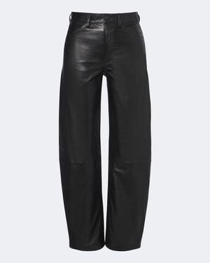 Nili Lotan Tribeca Leather Barrel-Leg Trousers - Black
