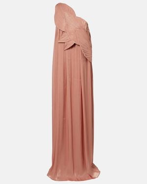 Costarellos Amabel One-Shoulder Pleated Gown - Pink
