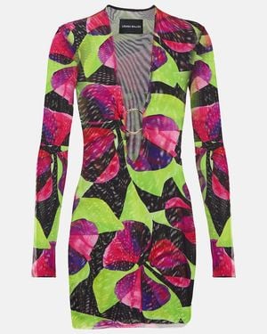 Louisa Ballou Helios Printed Mesh Minidress - Multicolor