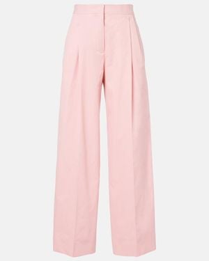 Jil Sander Pleated Cotton Twill Wide-Leg Trousers - Pink
