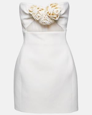 Magda Butrym Floral-Applique Wool Minidress - White