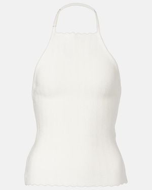 Jacquemus Tablier Knitted Halterneck Top - White