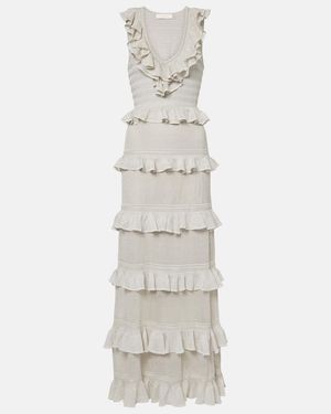 Zimmermann Crush Frilled Knitted Maxi Dress - White