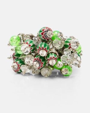 Dries Van Noten Ring Mit Kristallen - Grün