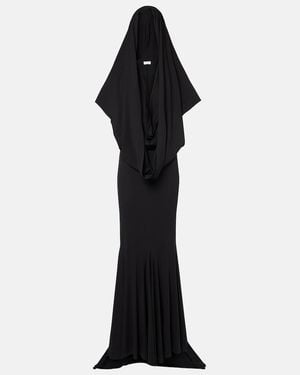Magda Butrym Hooded Silk-Blend Jersey Maxi Dress - Black