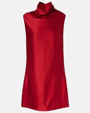 KHAITE Daria Satin-Crepe Turtleneck Mini Dress - Red