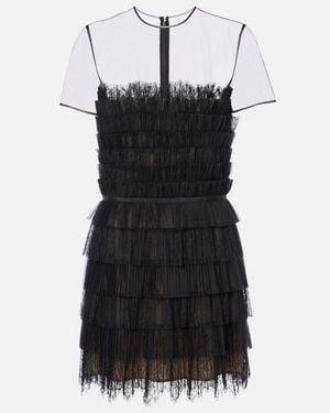 Costarellos Hayla Tulle And Chantilly Lace Minidress - Black