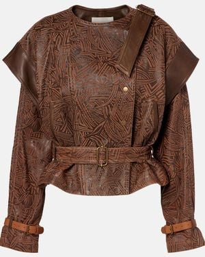 Isabel Marant Erine Belted Leather Jacket - Brown