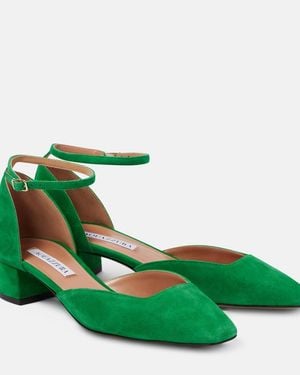 Aquazzura Asha 35 Suede Court Shoes - Green