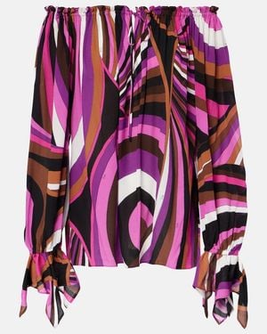 PUCCI Printed Viscose Long-Sleeve Top - Pink