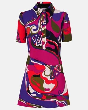 PUCCI Orchidee Polo Dress - Red