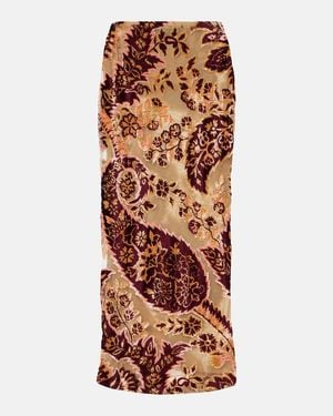 Etro Paisley Jacquard Velvet Midi Skirt - Brown