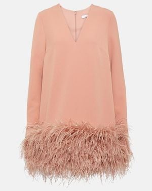 Safiyaa Aleannah Feather-Trimmed Crepe Minidress - Pink