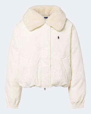 Polo Ralph Lauren Teddy-Trimmed Cropped Blouson Jacket - Natural