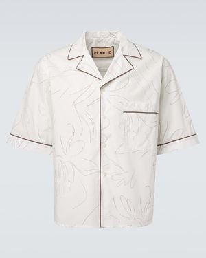 Plan C Printed Cotton Shirt - White