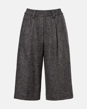 Brunello Cucinelli Herringbone Wool-Blend Shorts - Grey
