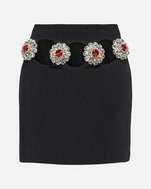 David Koma Crystal-Embellished Cutout Miniskirt - Black