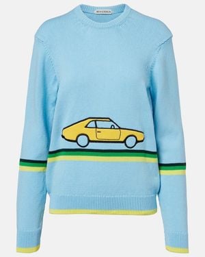 JW Anderson Jersey De Algodon Bordado - Azul