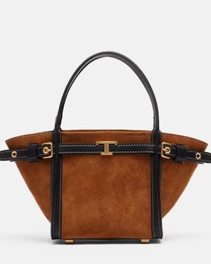 Tod's Henkeltasche T Signature Mini Aus Veloursleder - Braun