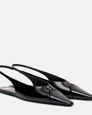 Saint Laurent Babylone Leather Slingback Ballets - Black