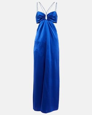 FRAME Cutout Silk-blend Maxi Dress - Blue
