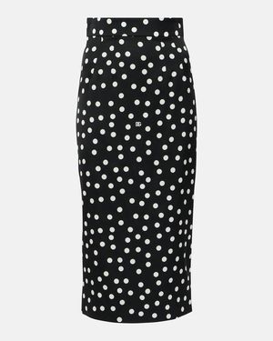 Dolce & Gabbana Capri Polka-Dot Silk-Blend Pencil Skirt - Black
