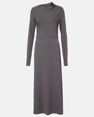 TOTEME Draped Jersey Midi Dress - Gray